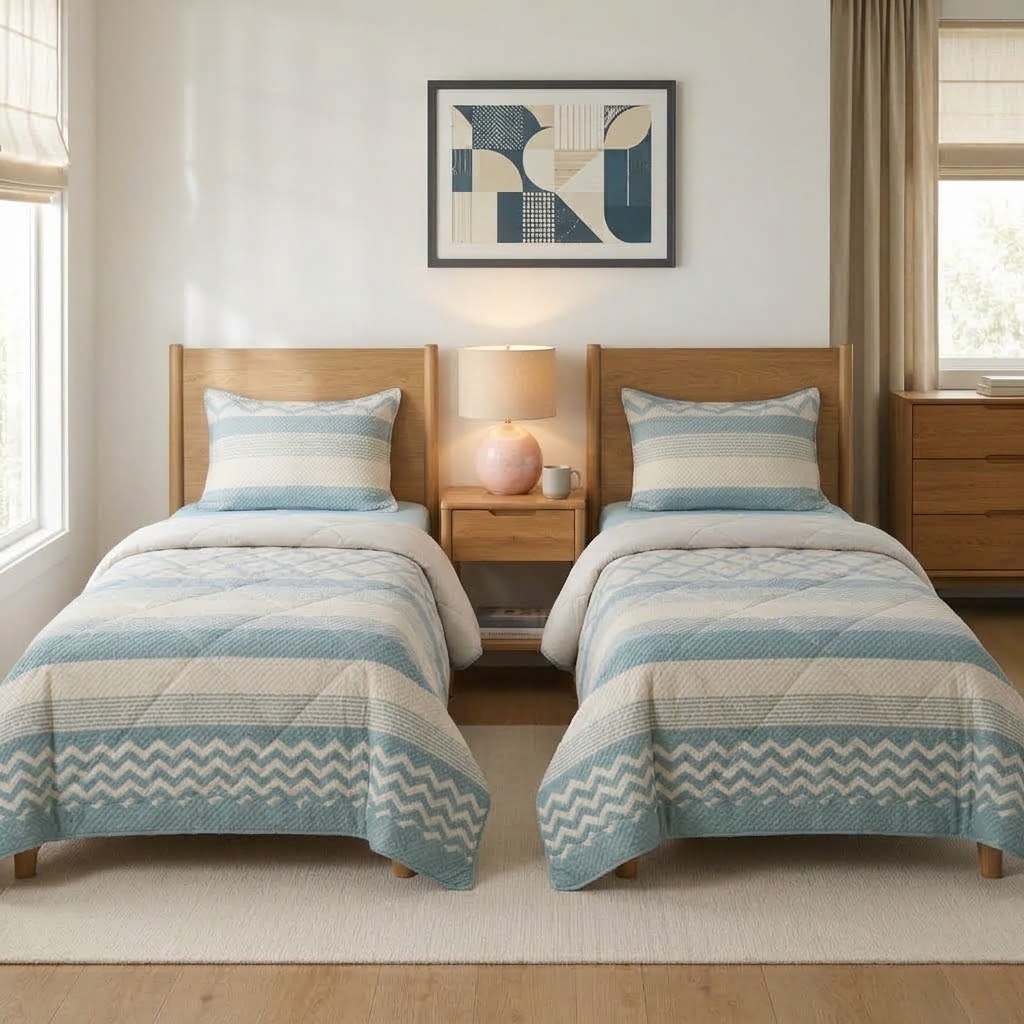 Printed Flannel jacquard Face || Solied Flannel Face Comforter  SET (4) PCs - Nefertity